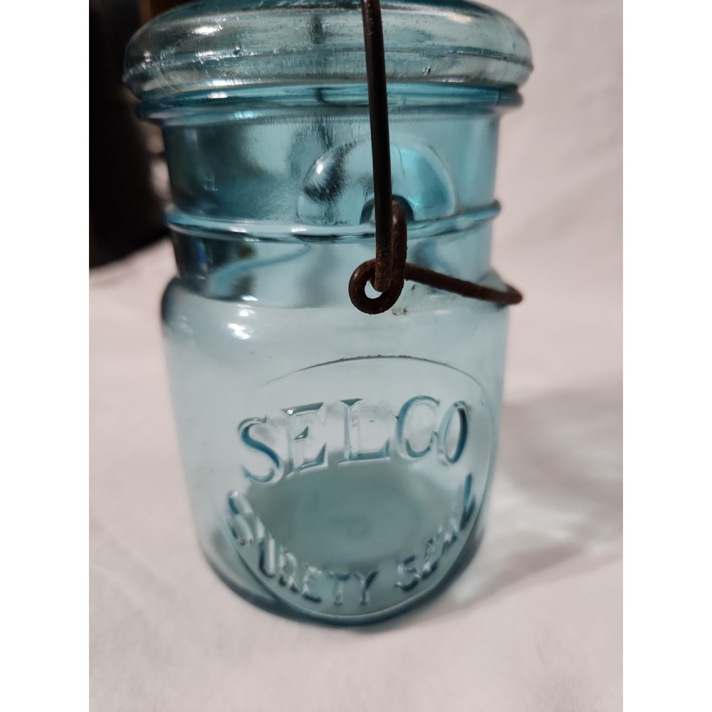 Selco Surity Seal #9 Aqua‎ Pint Canning Jar With Glass Lid